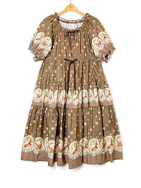 ローズガーデナープリントミディワンピース ピンクハウスオフィシャルオンラインストア Pink House Official Online Store