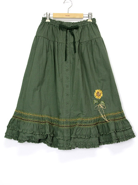 【SALE】ひまわり刺繍入りスカート