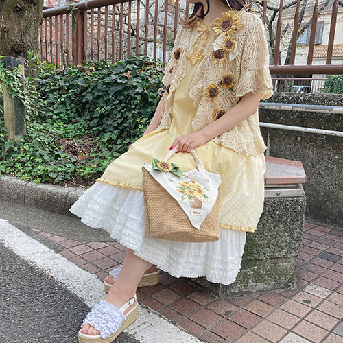 37 割引m注目のブランド 美品 Pink House ピンクハウス ひまわり モチーフ カーディガン カーディガン ボレロ レディースm Aci Md