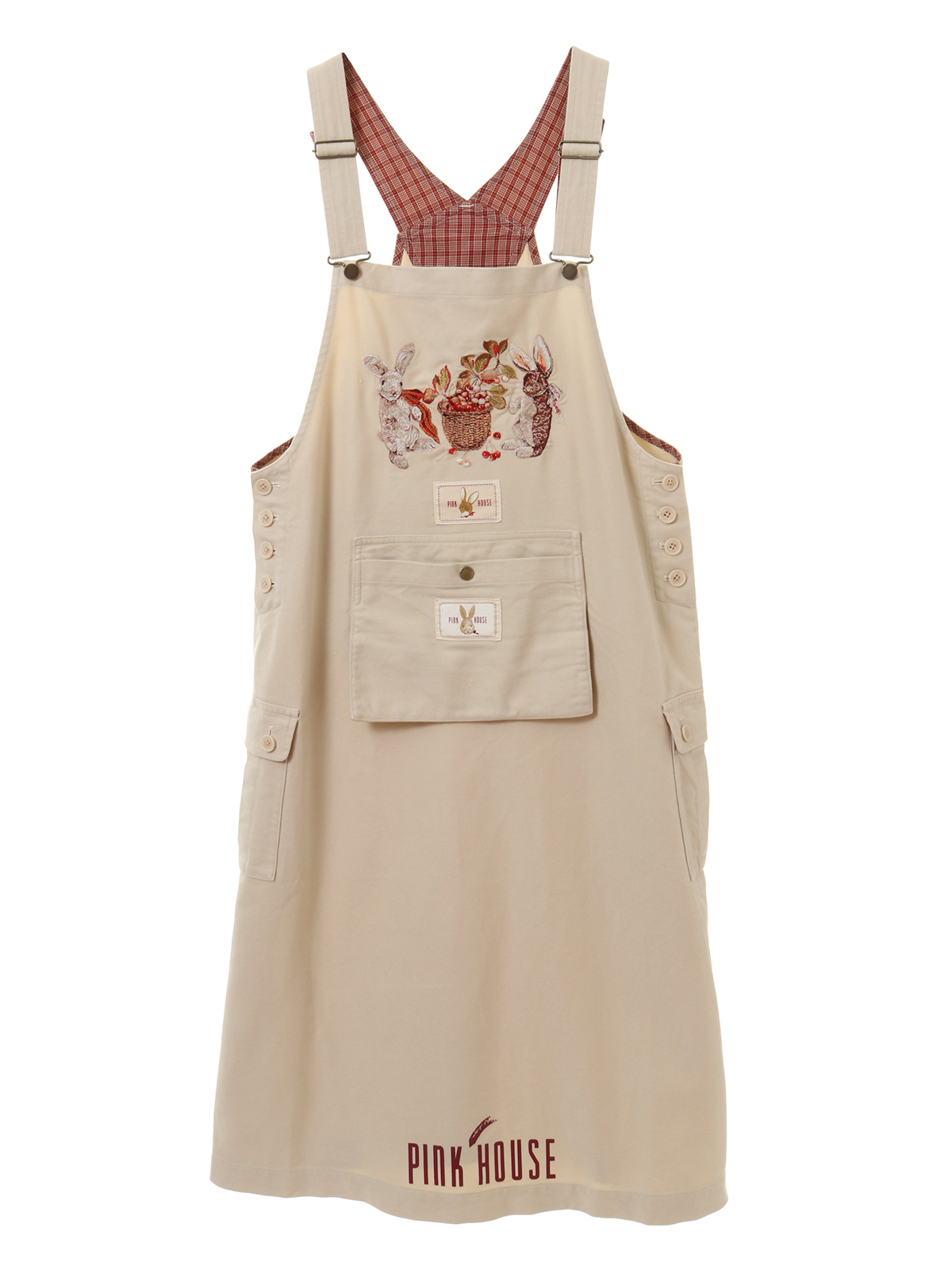 オータムチェリーとうさぎ刺繍入りサロペットスカート ピンクハウスオフィシャルオンラインストア Pink House Official Online Store