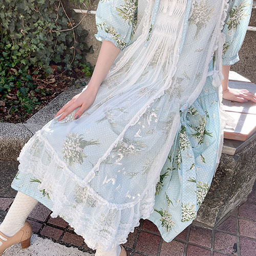 被り心地最高 鈴蘭水玉プリントワンピース チャンピオン