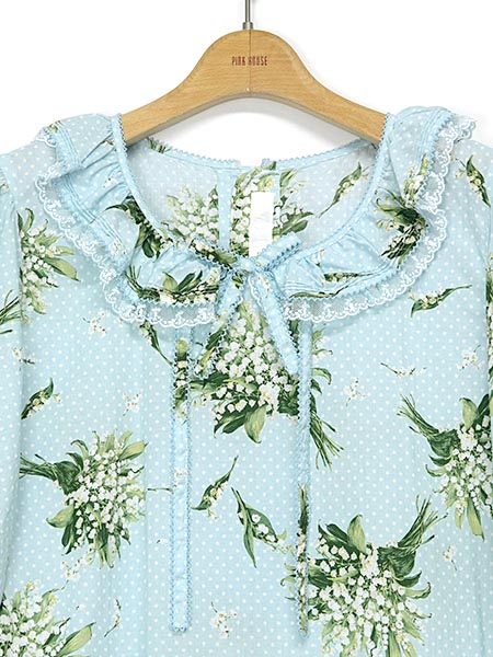 被り心地最高 鈴蘭水玉プリントワンピース チャンピオン