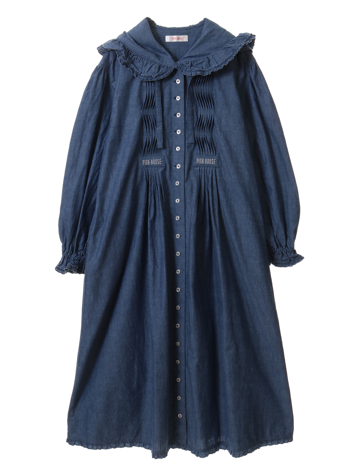 新作人気モデル ピンクハウス ロゴ刺繍のダンガリーワンピース ひざ丈ワンピース Instilecabinetoutlet Com