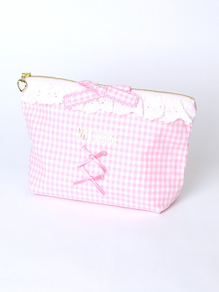 Outlet 60 Off ギンガムチェックポーチ ピンクハウスオフィシャルオンラインストア Pink House Official Online Store