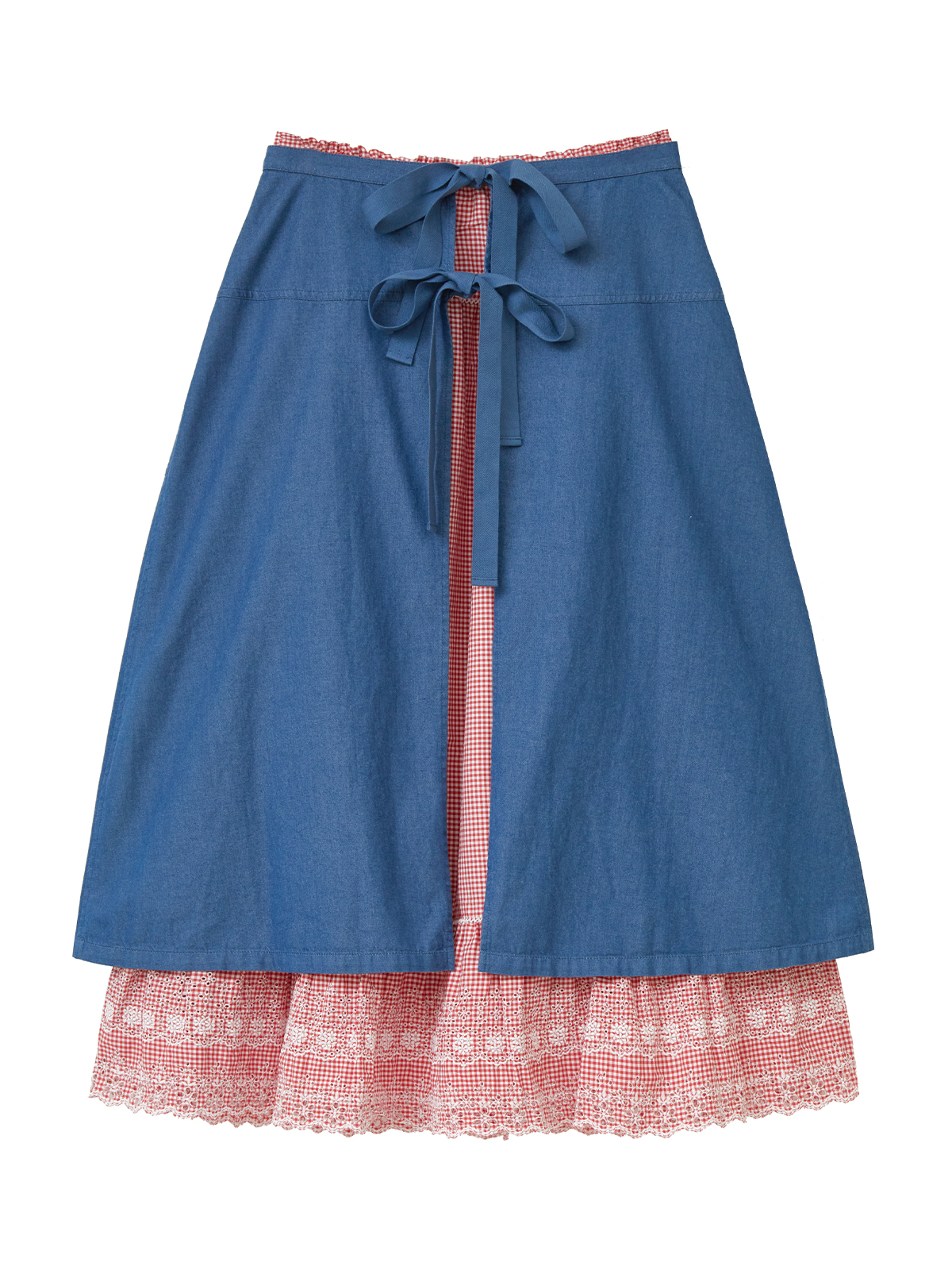 【OUTLET】バスケットうさぎ刺繍レイヤードスカート