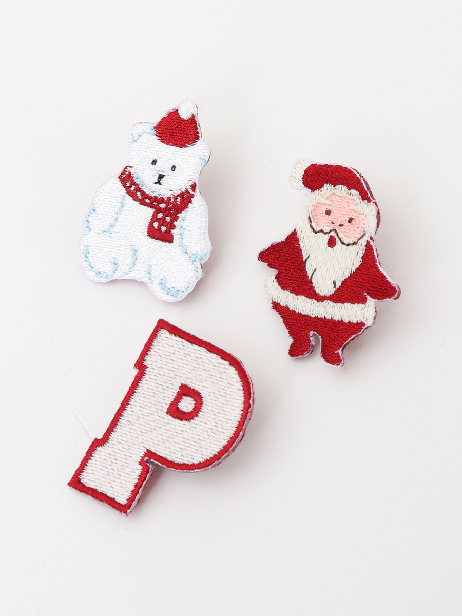 50thAnniversary刺繍ピンバッチセット 詳細画像 サンタと雪だるまクマとPロゴ 1