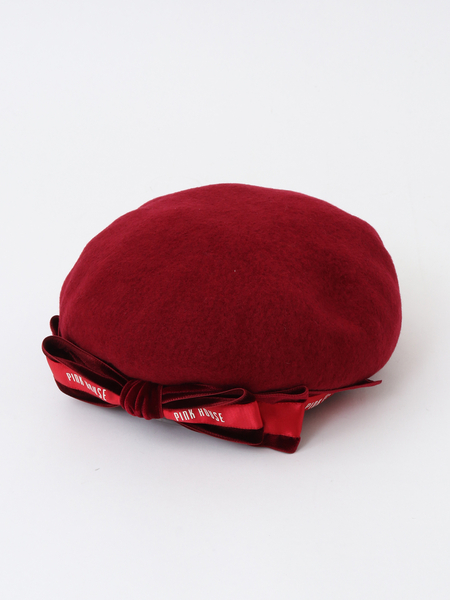 【予約】【PINK HOUSE×misako aoki】ロゴリボン付きベレー帽