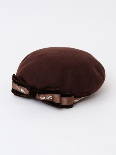 【予約】【PINK HOUSE×misako aoki】ロゴリボン付きベレー帽