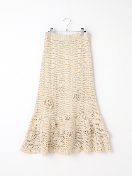【SALE】フラワーモチーフ付きかぎ針スカート