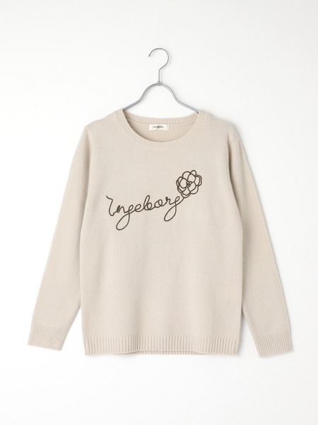 ロゴクロス刺繍クルーネックセーター
