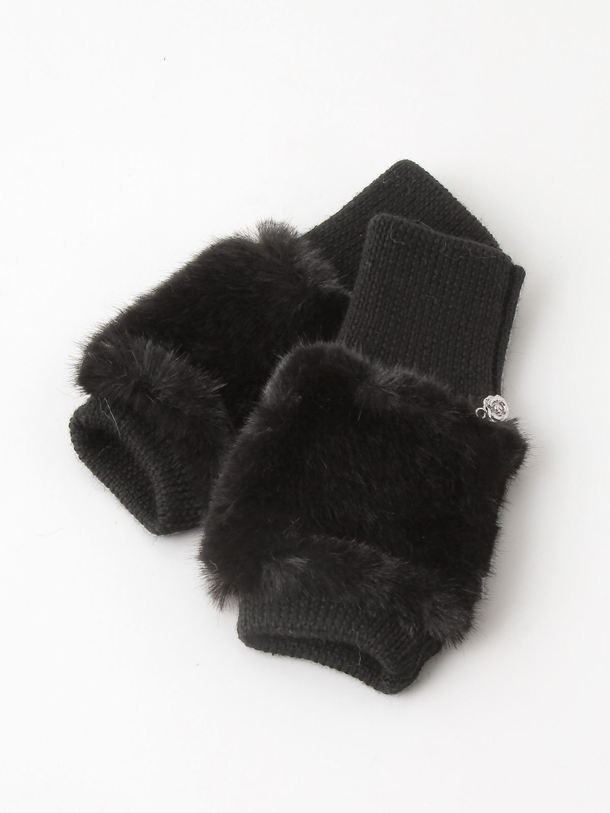 8386円 おすすめネット ジョセリン レディース 手袋 アクセサリー Faux Fur Scarf and Fingerless Mittens Set Black