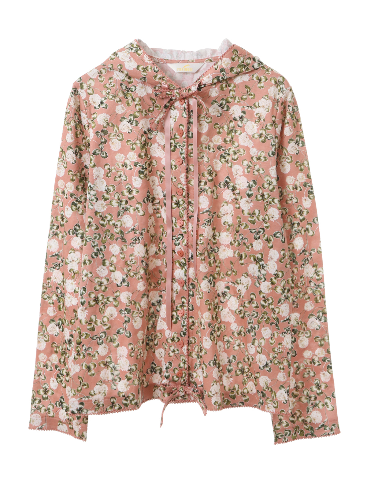 White Clover総柄プリントフード付きカーディガン｜ピンクハウスオフィシャルオンラインストア｜PINK HOUSE OFFICIAL ONLINE STORE