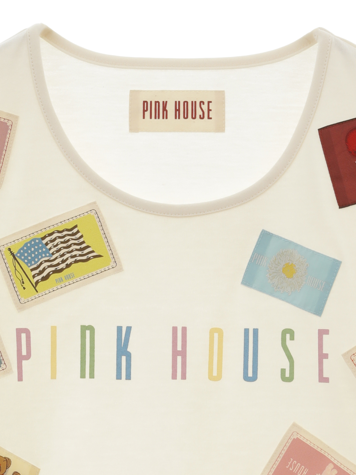 美品 2021SS PINK HOUSE ピンクハウス ネームワッペン使いチュニックカットソー ブラック/黒 Tシャツ【2400012961869】