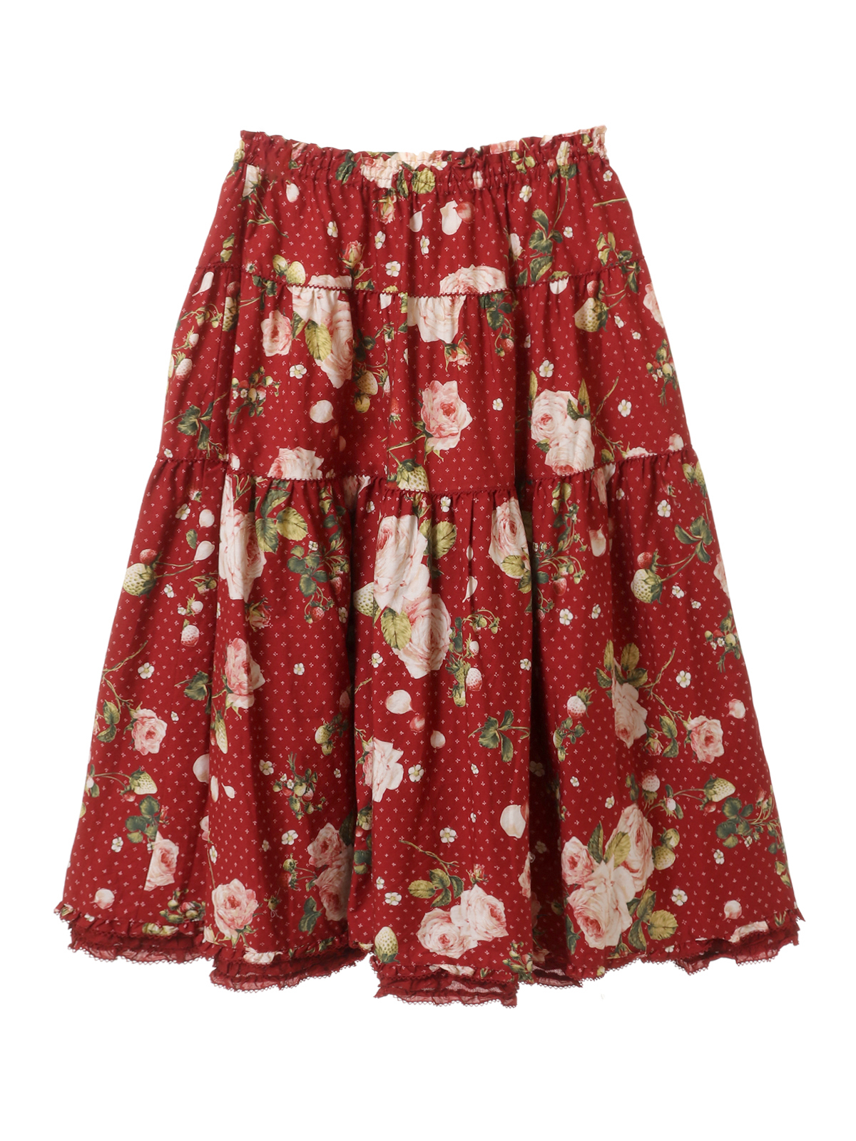 Berry Roseプリントミディスカート
