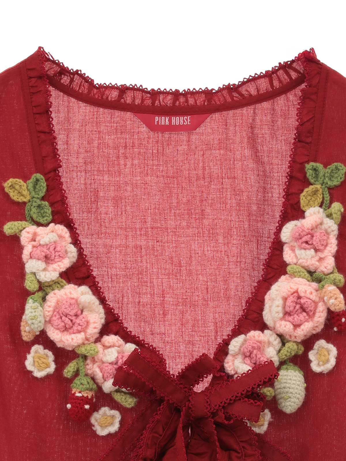 ピンクハウス 薔薇刺繍スカート 生成り