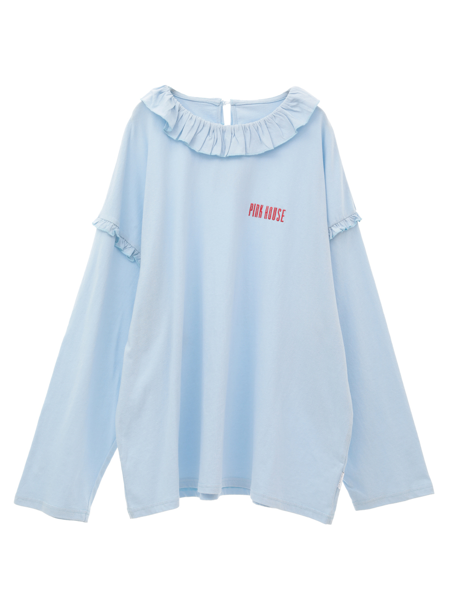 little sunny bite×PINK HOUSE frill collar long tee｜ピンクハウス