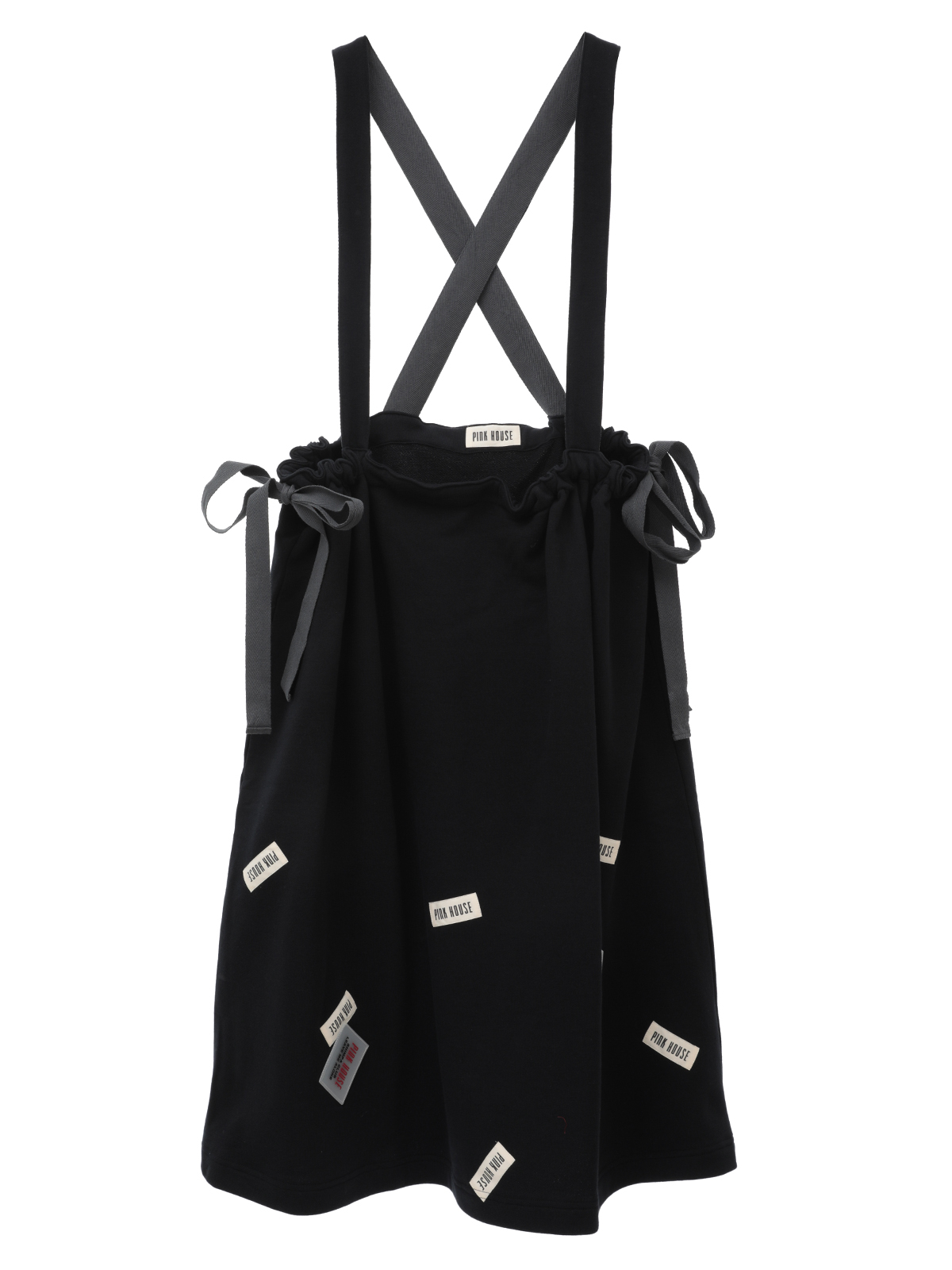 5,600円281ピンクハウスワンダフルワールドのジャンバースカート黒ブーケ柄