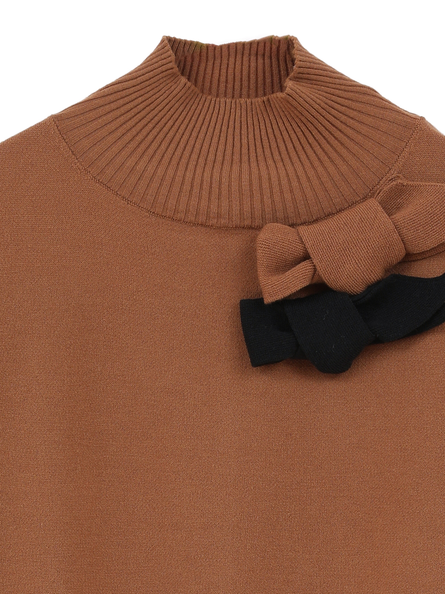 リボンモチーフ付きハイネックセーター 詳細画像 ブラック 3