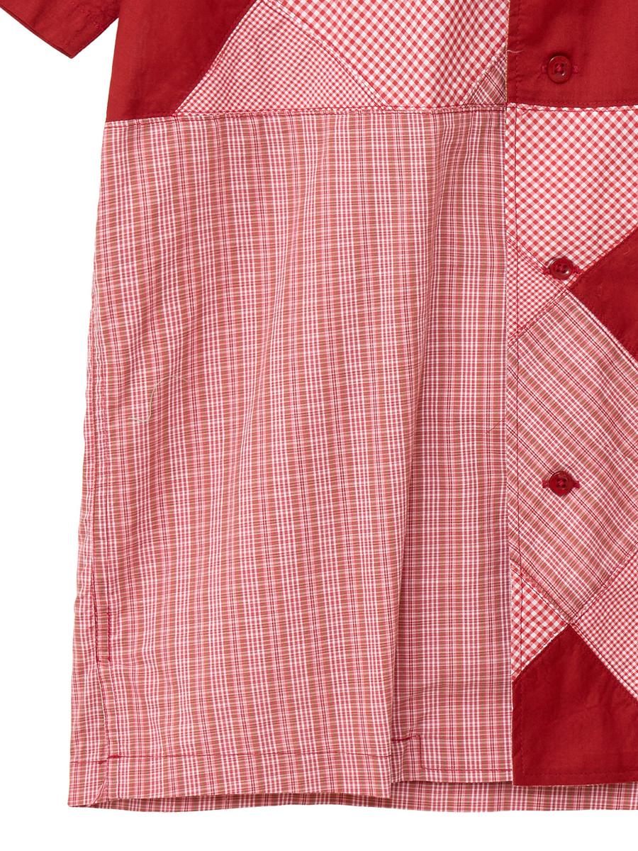 オリジナルチェック×ギンガムパッチワークシャツブラウス 詳細画像 ピンク 6