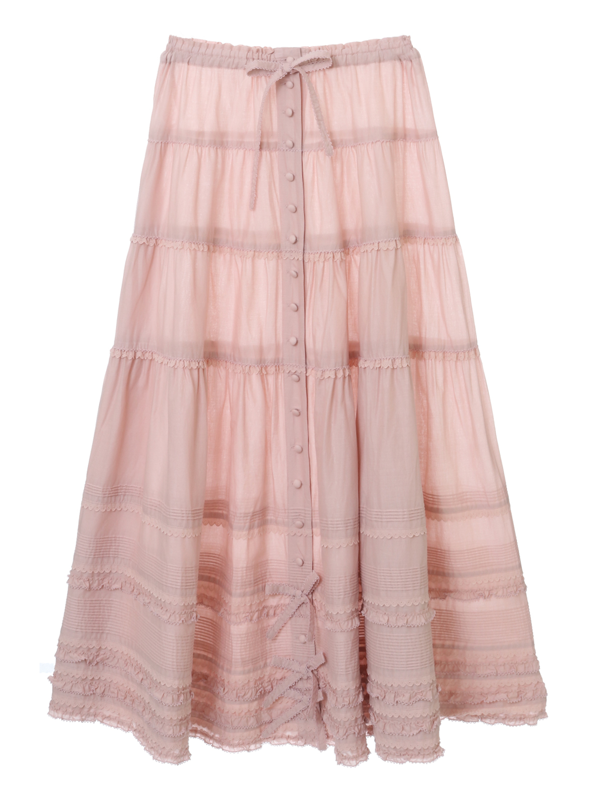 ピンクハウス 綿ローン段々フリルスカート M~Lサイズ - スカート