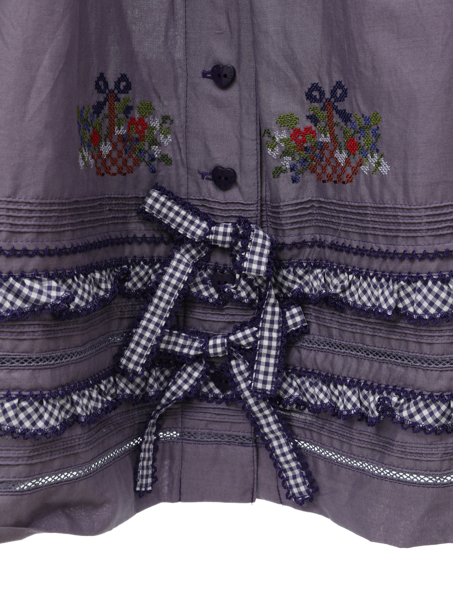 クロスステッチ刺繍使いスカート 詳細画像 シロ 5