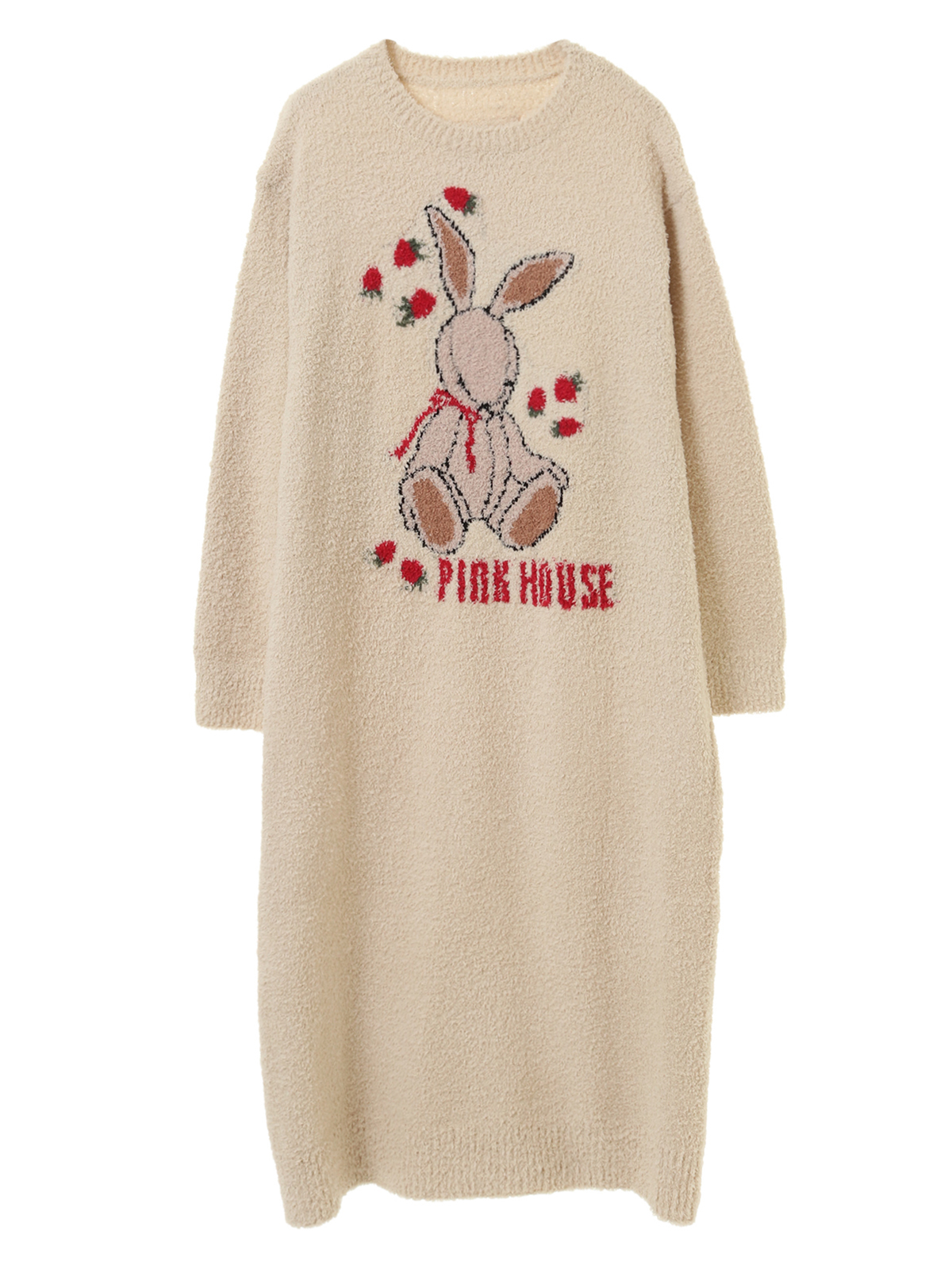 PINK HOUSE LIFE STYLE】うさぎリラックスニットワンピース｜ピンク  