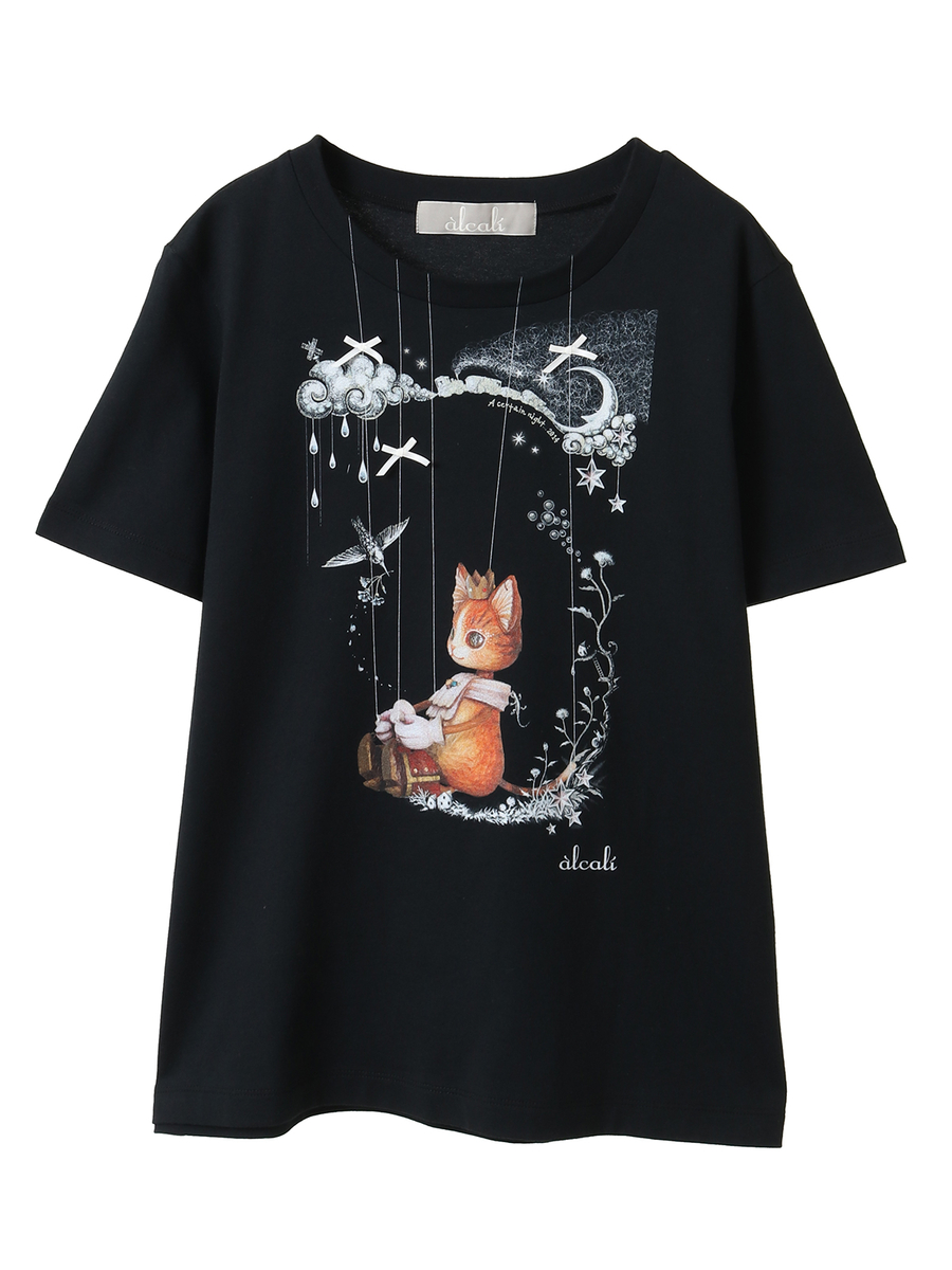 【alcali×ミカヅキフタツ】コラボマリオネットプリントAラインTシャツ(A) 詳細画像 ブラック 1