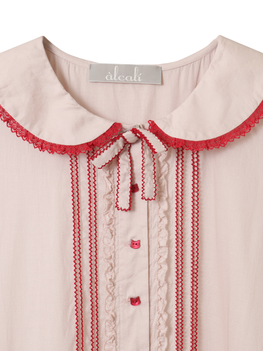 【alcali×猫梓子 (ネココ)】コラボ レースフリルローンワンピース 詳細画像 オフホワイト 3