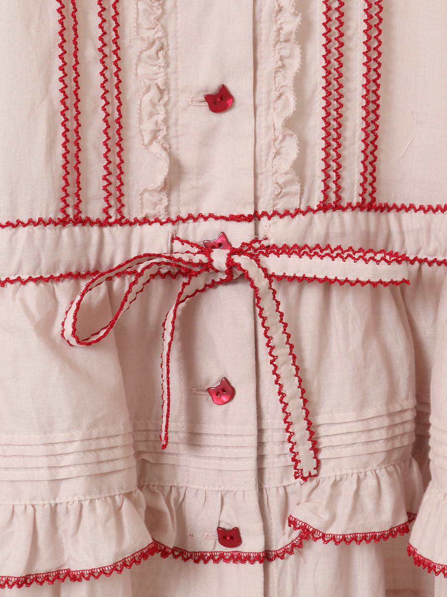 【alcali×猫梓子 (ネココ)】コラボ レースフリルローンワンピース 詳細画像 オフホワイト 6