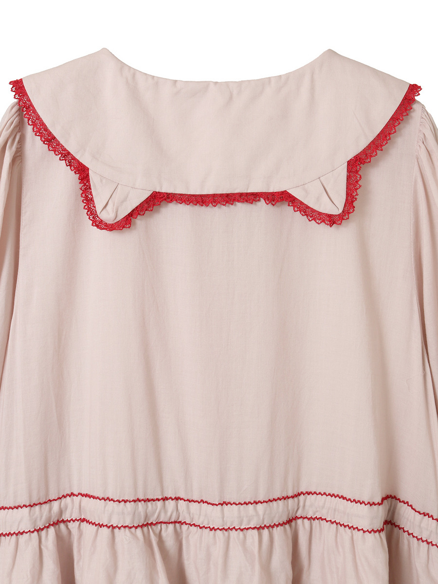 【alcali×猫梓子 (ネココ)】コラボ レースフリルローンワンピース 詳細画像 オフホワイト 8