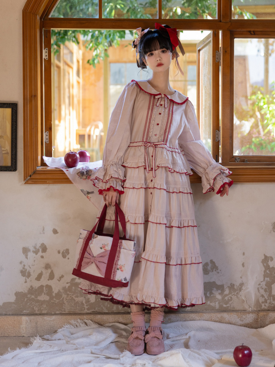 【alcali×猫梓子 (ネココ)】コラボ レースフリルローンワンピース 詳細画像 ピンク 1