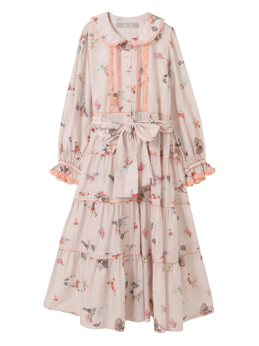 【alcali×猫梓子 (ネココ)】コラボミウワンピース 詳細画像 ピンク 1