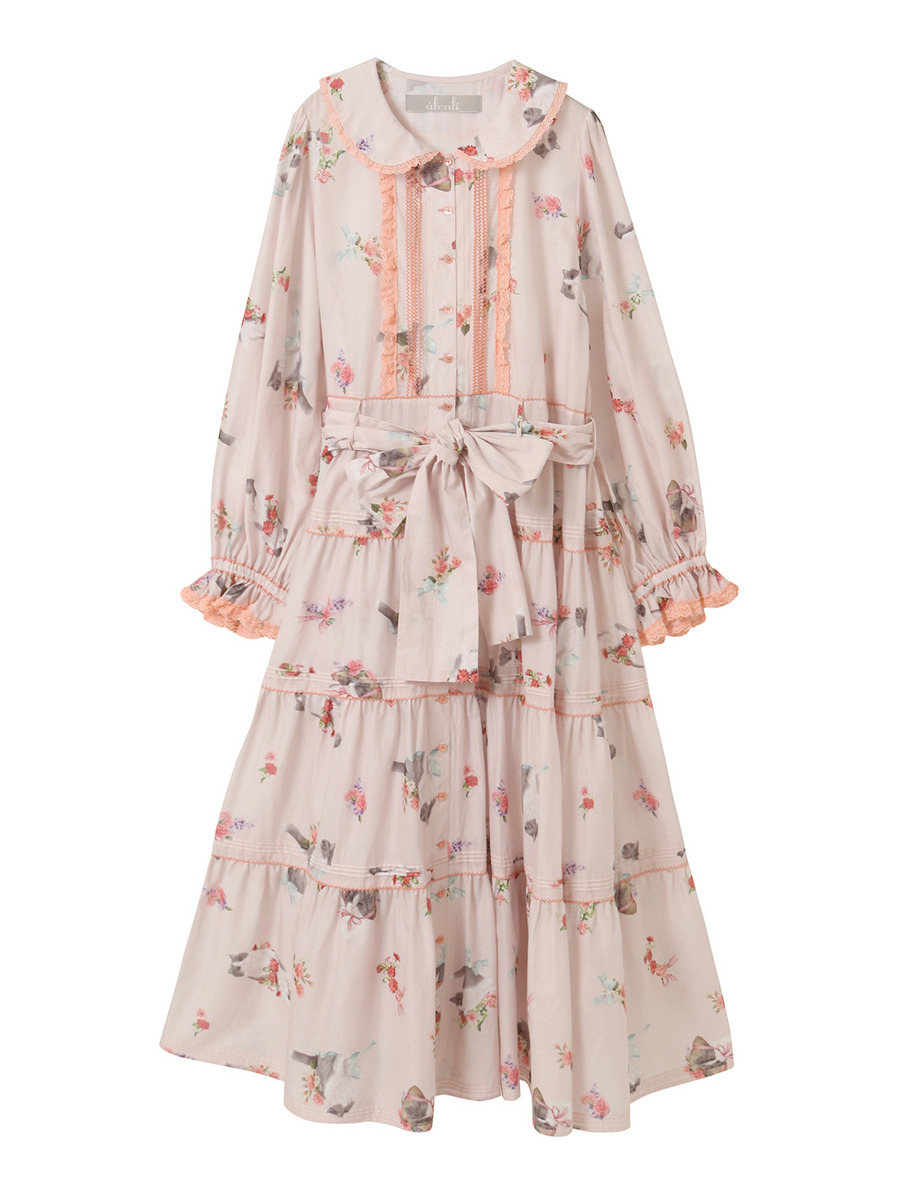 【alcali×猫梓子 (ネココ)】コラボミウワンピース 詳細画像 ピンク 4