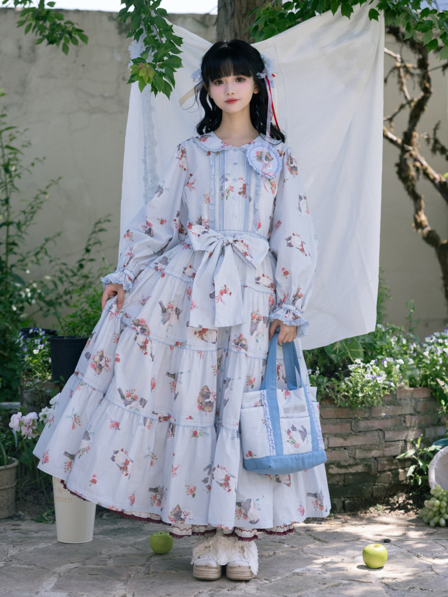 【alcali×猫梓子 (ネココ)】コラボミウワンピース 詳細画像 サックスブルー 1