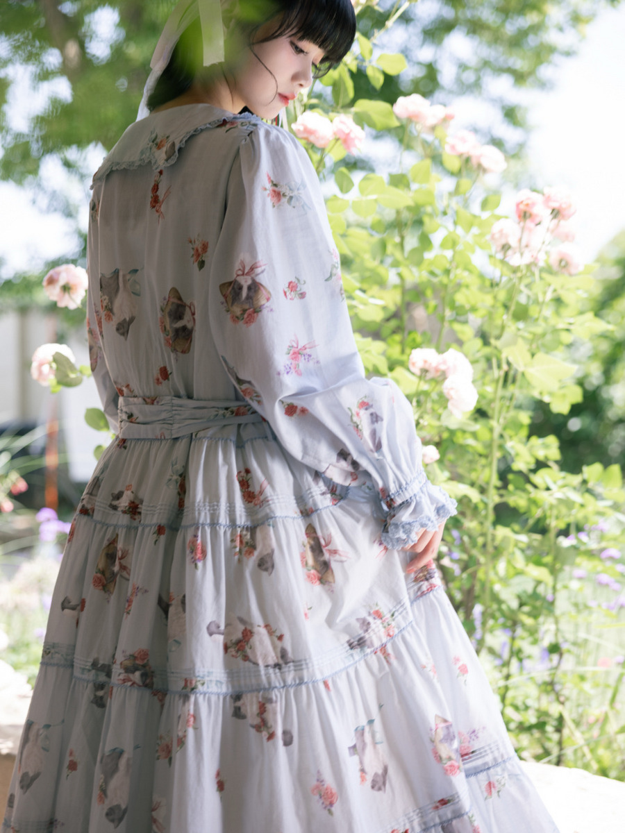 【alcali×猫梓子 (ネココ)】コラボミウワンピース 詳細画像 サックスブルー 2