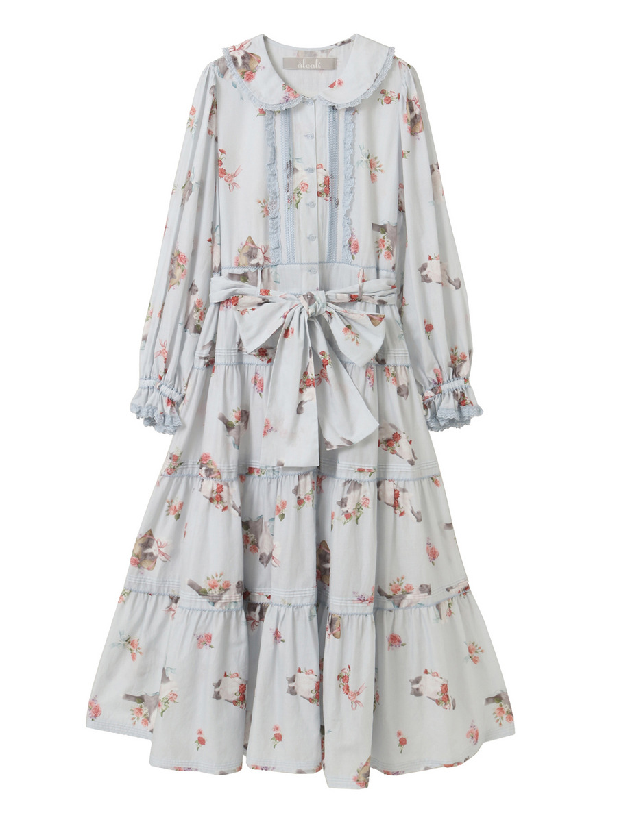 【alcali×猫梓子 (ネココ)】コラボミウワンピース 詳細画像 サックスブルー 4