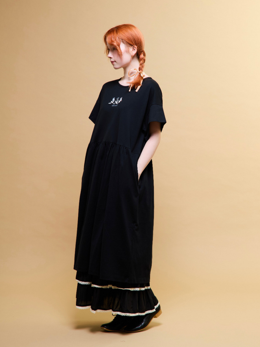 「alcali x のこねこ」コラボプリントワンピースA 詳細画像 ブラック 1