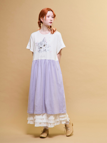 「alcali x のこねこ」コラボプリントワンピースB