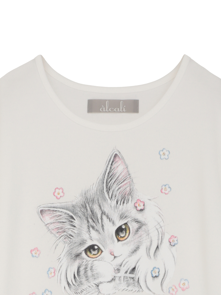 「alcali x のこねこ」コラボプリントワンピースB 詳細画像 ホワイト×パープル 3