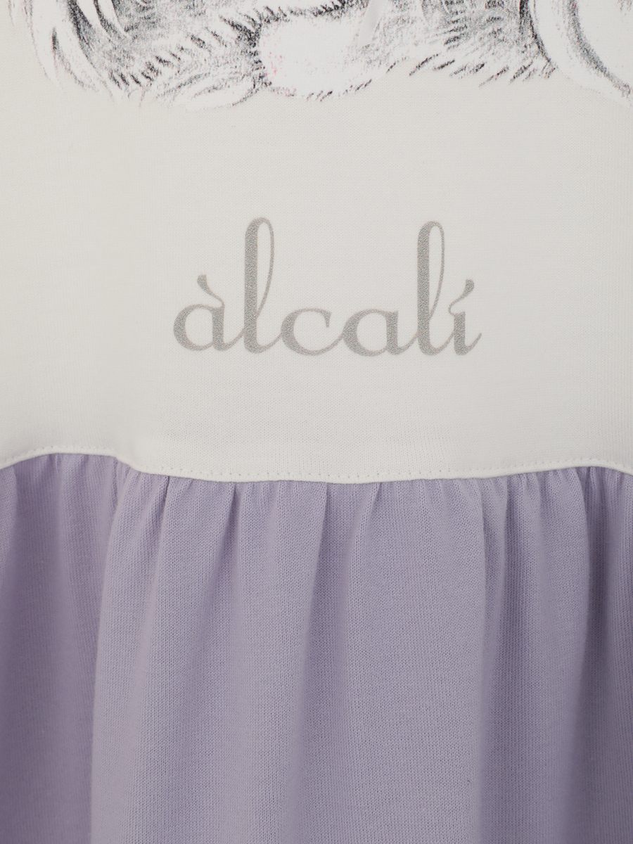「alcali x のこねこ」コラボプリントワンピースB 詳細画像 ホワイト×パープル 8