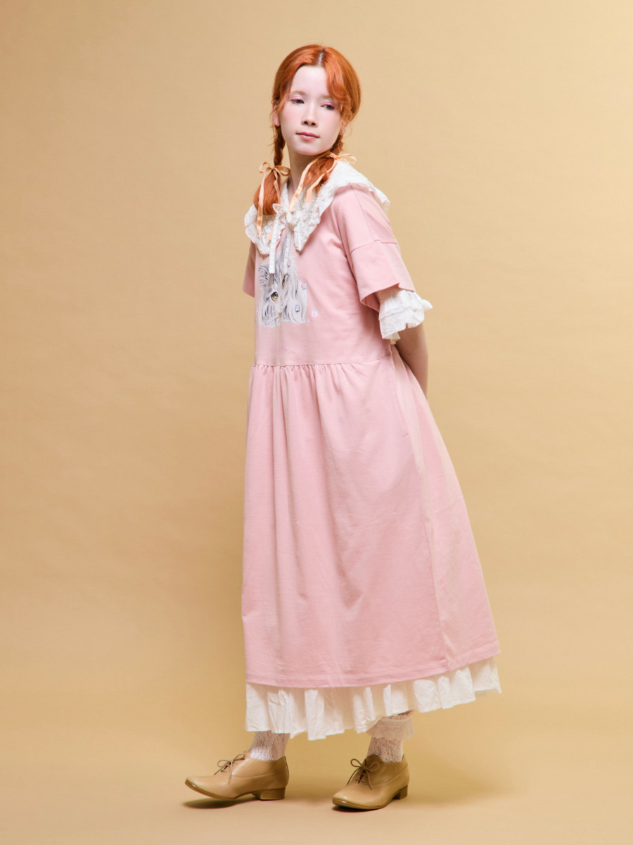 「alcali x のこねこ」コラボプリントワンピースB 詳細画像 ピンク 2