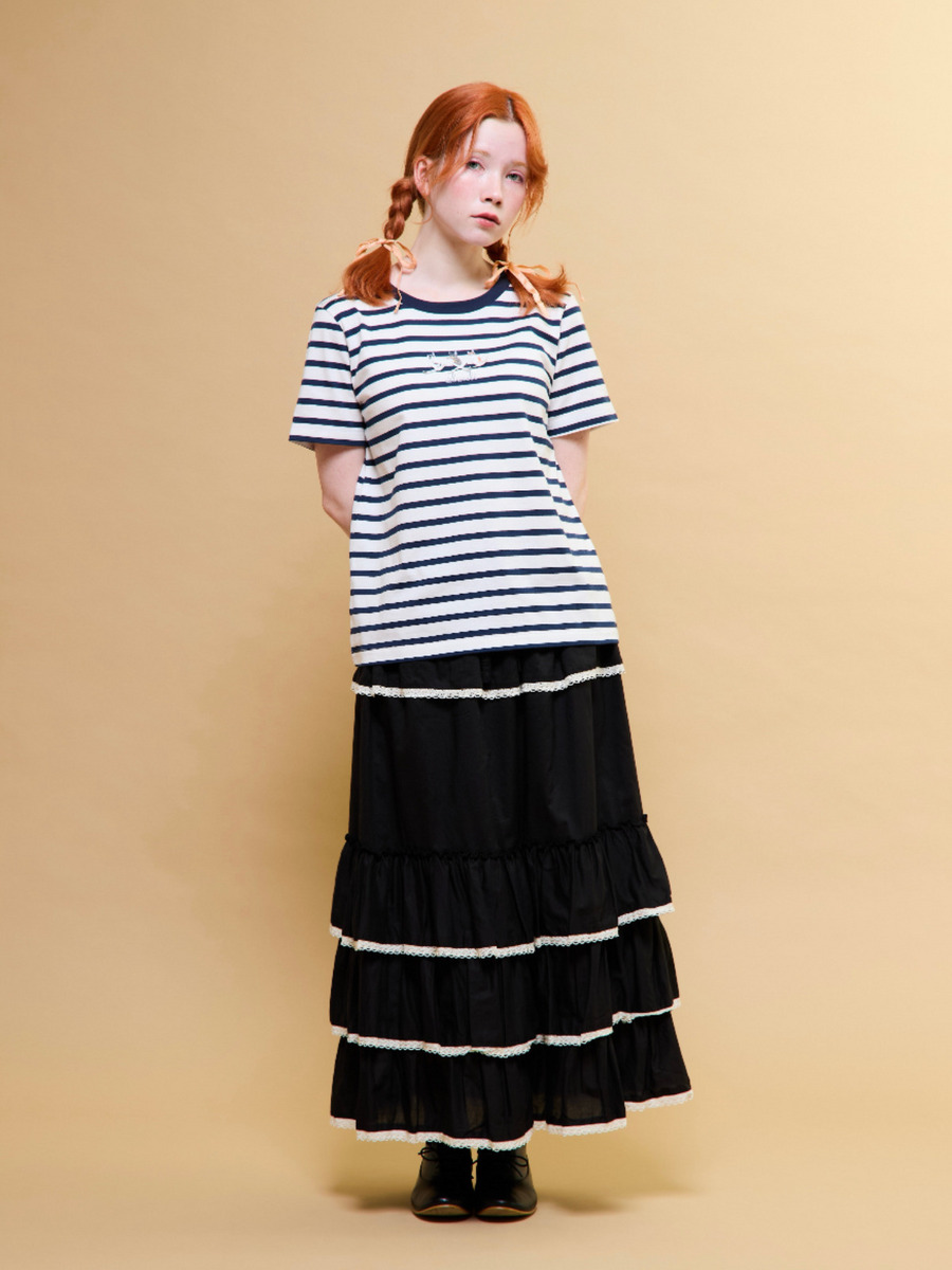 「alcali x のこねこ」コラボプリントTシャツA 詳細画像 ホワイト×ネイビー 1