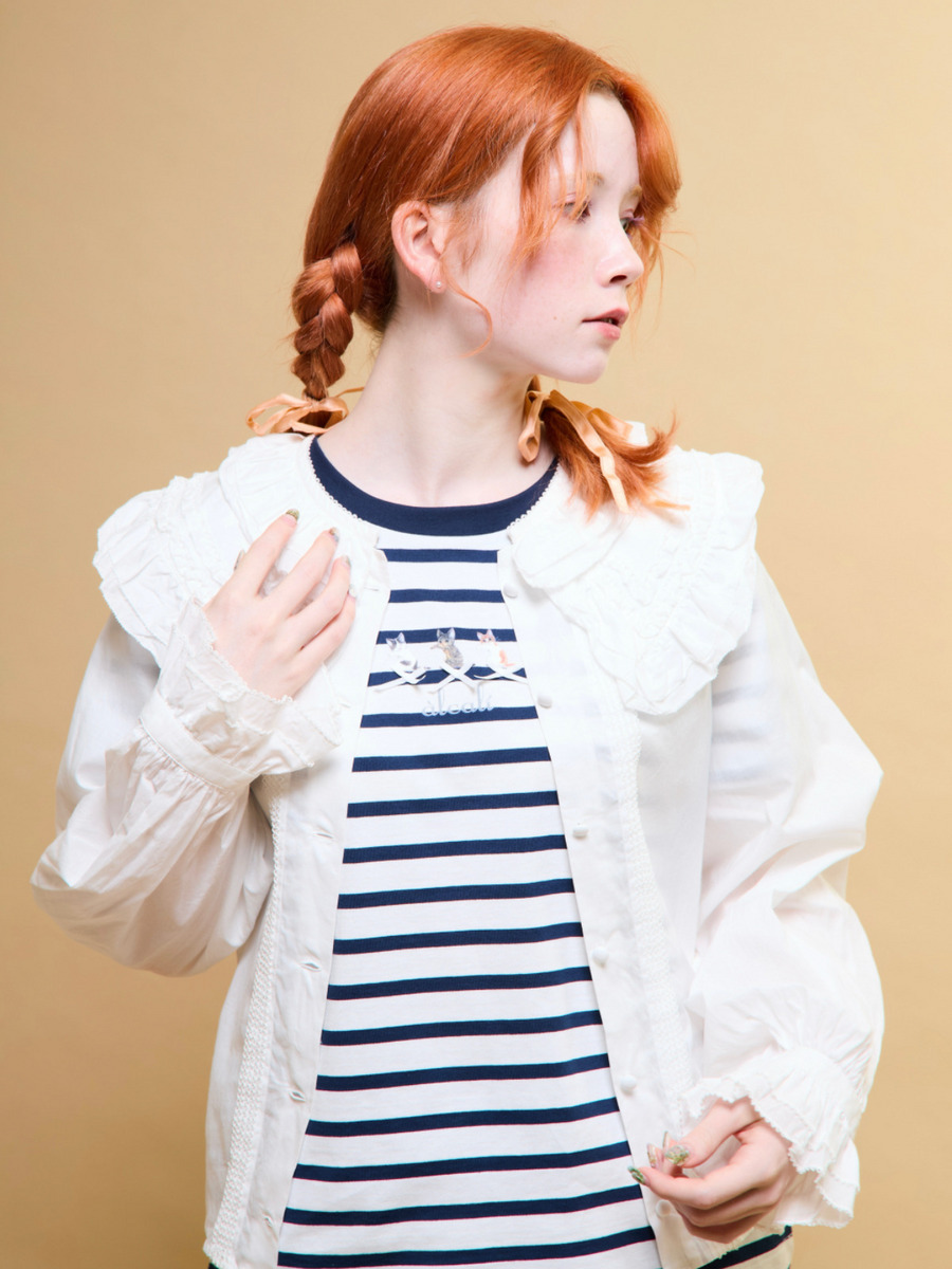 「alcali x のこねこ」コラボプリントTシャツA 詳細画像 ホワイト×ネイビー 3