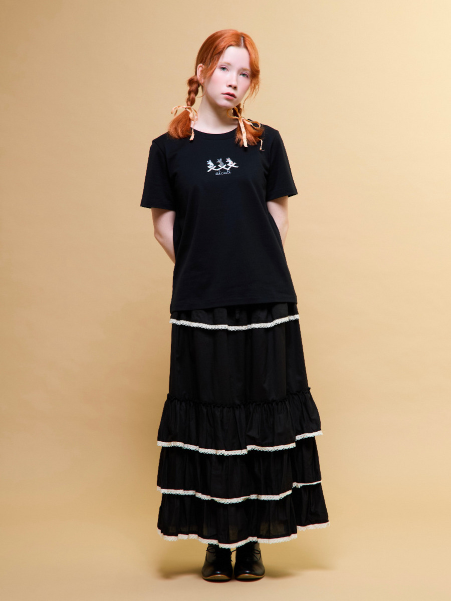 「alcali x のこねこ」コラボプリントTシャツA 詳細画像 ブラック 1