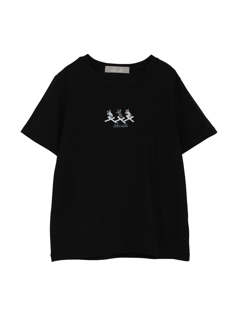 「alcali x のこねこ」コラボプリントTシャツA 詳細画像 ブラック 3