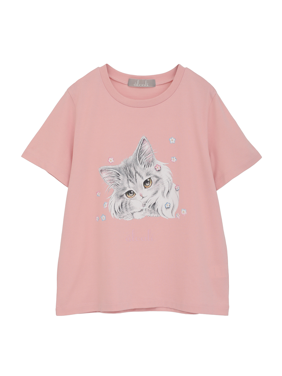 「alcali x のこねこ」コラボプリントTシャツB 詳細画像 ピンク 1