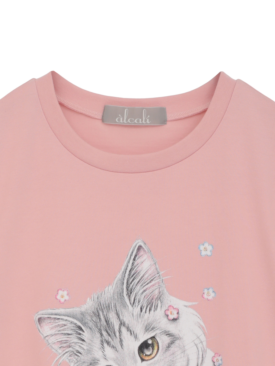 「alcali x のこねこ」コラボプリントTシャツB 詳細画像 ピンク 3
