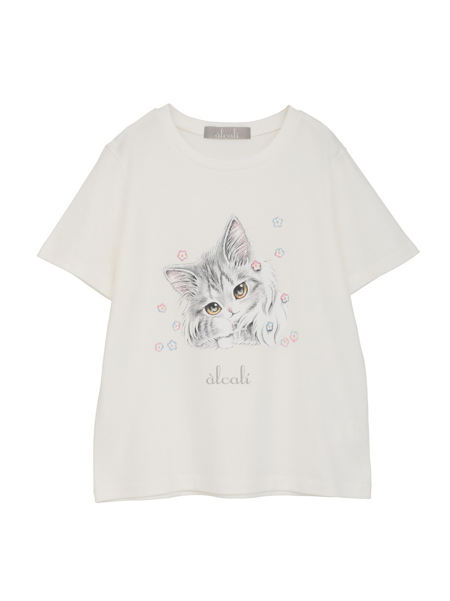 「alcali x のこねこ」コラボプリントTシャツB 詳細画像 ホワイト 3
