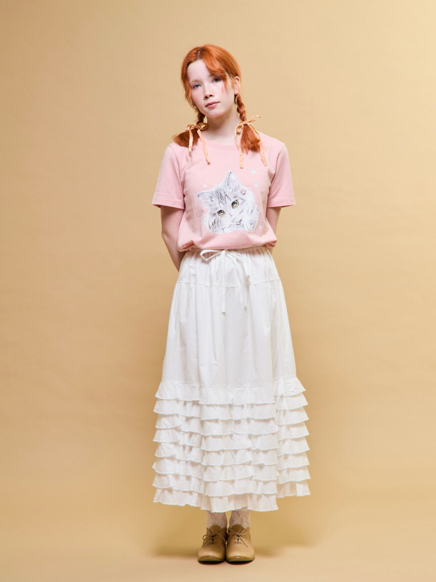 「alcali x のこねこ」コラボプリントTシャツB 詳細画像 ピンク 1