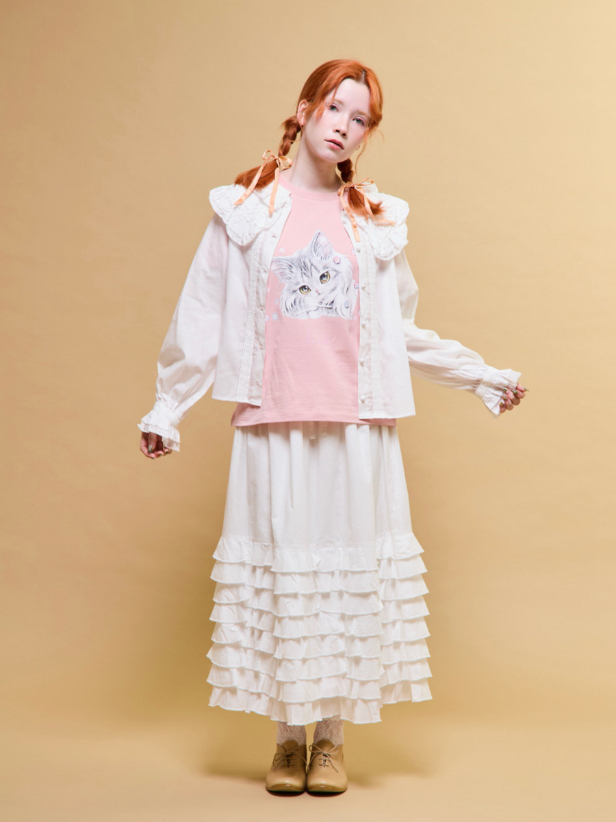 「alcali x のこねこ」コラボプリントTシャツB 詳細画像 ピンク 2